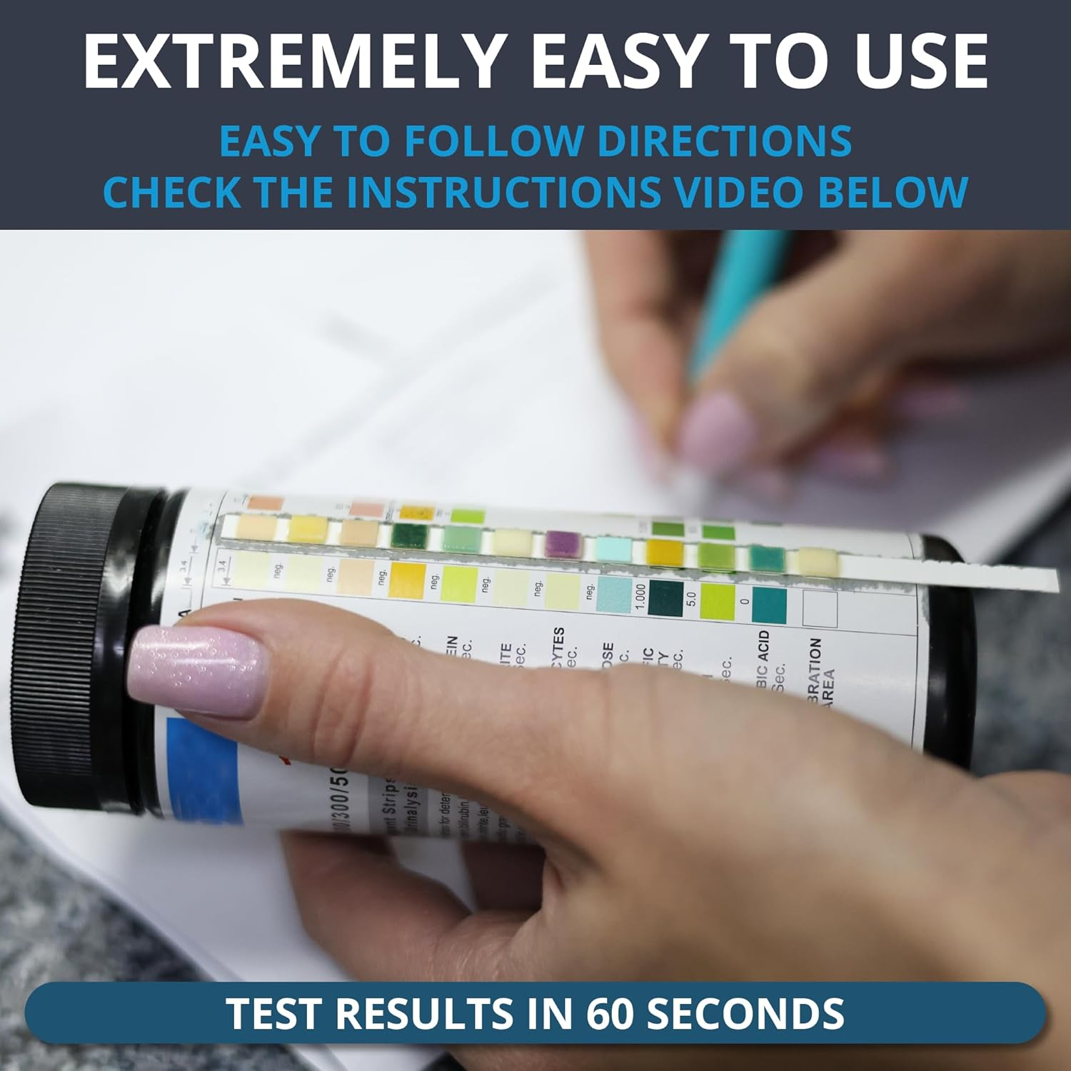 14 Parameter Full Panel Urine Test Strips for Urinalysis | 100 Strips - Testing Kit for Kidney, Liver, UTI, Keto Diet, Ketosis, Hydration, Proteinuria - RBC, PRO, BIL, PH, SGR, CRE, KET, SG +6 More image number 2