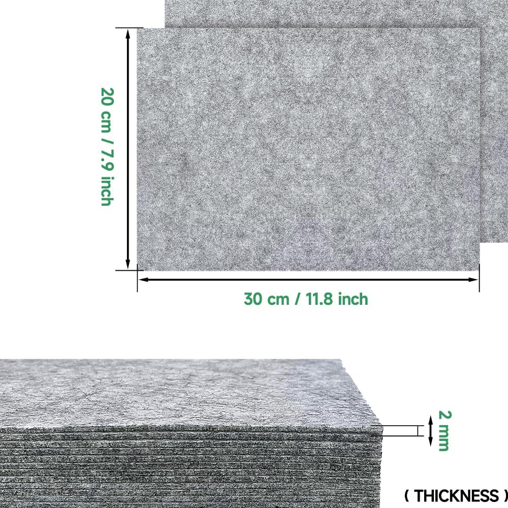 HXJDAM 2 Mm Stiff Felt for Crafts, 20 X 30 Cm Felt Fabric Craft Felt, Pack of 12 Felt Panels, Non-Woven Fabric Felt, Polyester Felt, Felt Sheets Felt Sheets for DIY Crafts and Sewing (Grey)