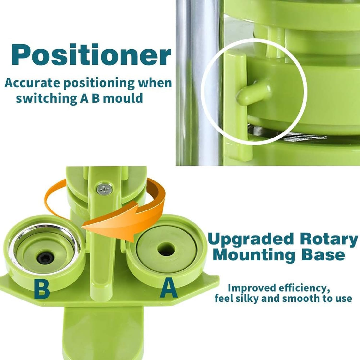 Button Maker Machine 58Mm -Installation-Free DIY Photos Pin Badge Button Maker Press Machine Badge Punch Press with Free Button Parts&Pictures&Circle Cutter (Green-58Mm) image number 3