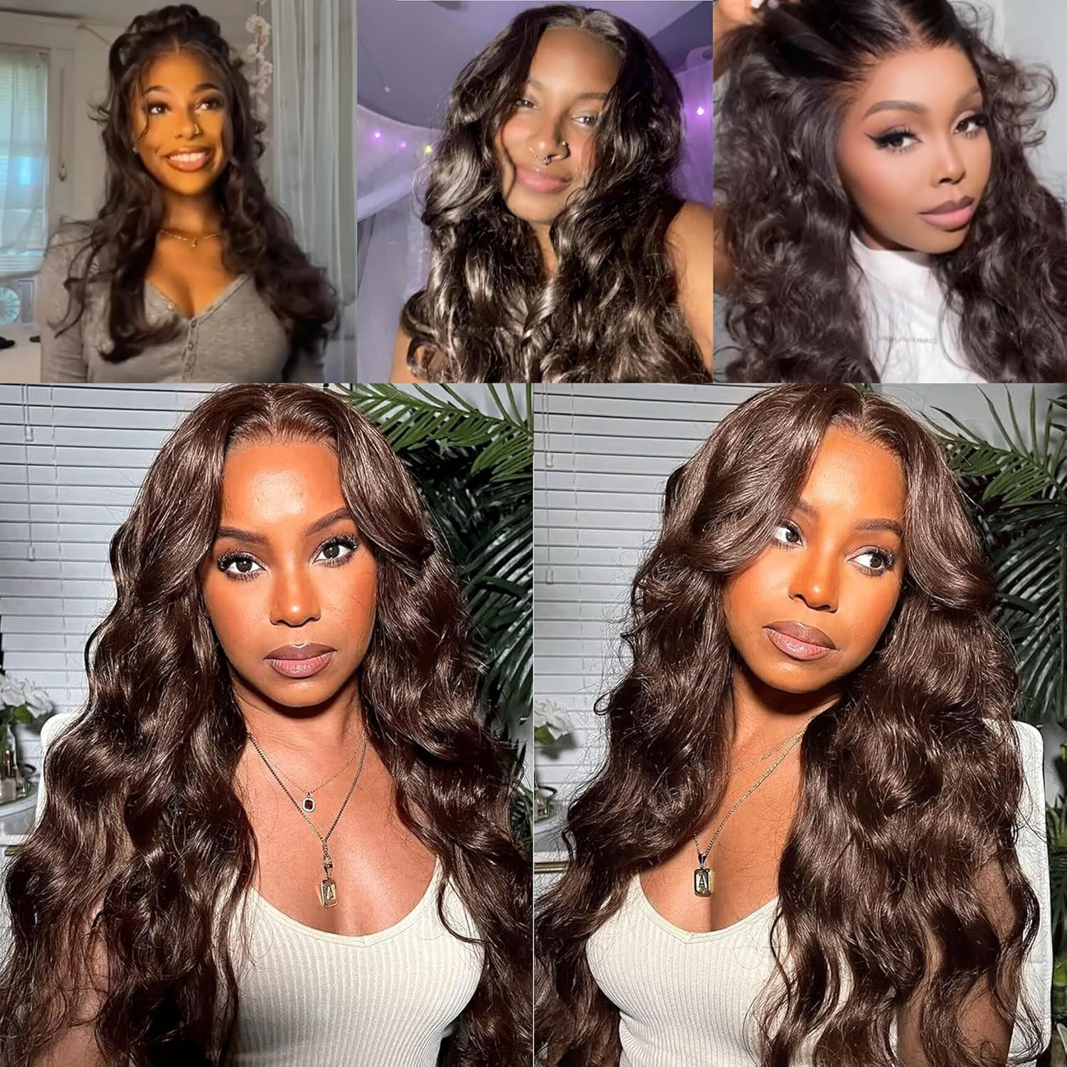SOKU Ombre Brown Pre Plucked Wig with Baby Hair Wavy Lace Front Heat Resistant Wigs for Women for Daily Wear/Cosplay/Performance image number 3