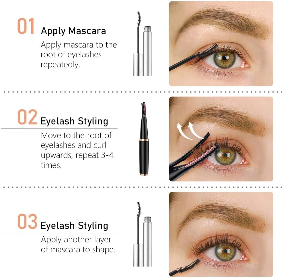 Heated Eyelash Curler for Women with Built-In Comb, USB Rechargeable 2 in 1 Clip-Type Eyelash Curler 3 Temperature Modes image number 6