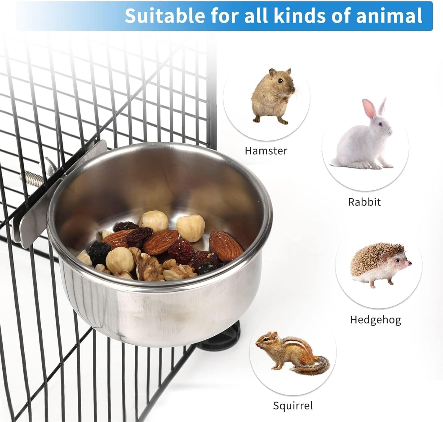 2Pcs Stainless Bird Feeding Bowls,Parrot Feeding Cup,Chinchilla Foods Water Bowl,Birds Cage Feeders and Waterers Parrot Food Bowls Clamp Holder Cup image number 6