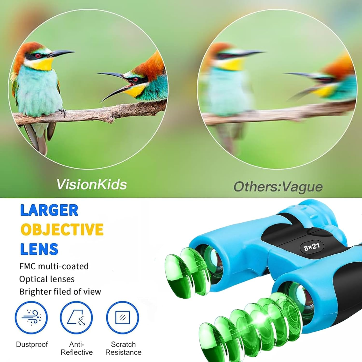 Binoculars for Kids, Durable Toy Binoculars for - Perfect Binoculars for Boys & Girls, Outdoor Exploration, Bird Watching & outside Play Hiking(Pink) image number 5