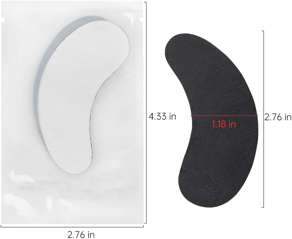 100 Pairs Hydrogel under Eye Gel Patches Lint Free Eye Lash Pads Eyelash Extension Tool Mask Eyepads, Transparent/Black - Transparent-Black image number 3