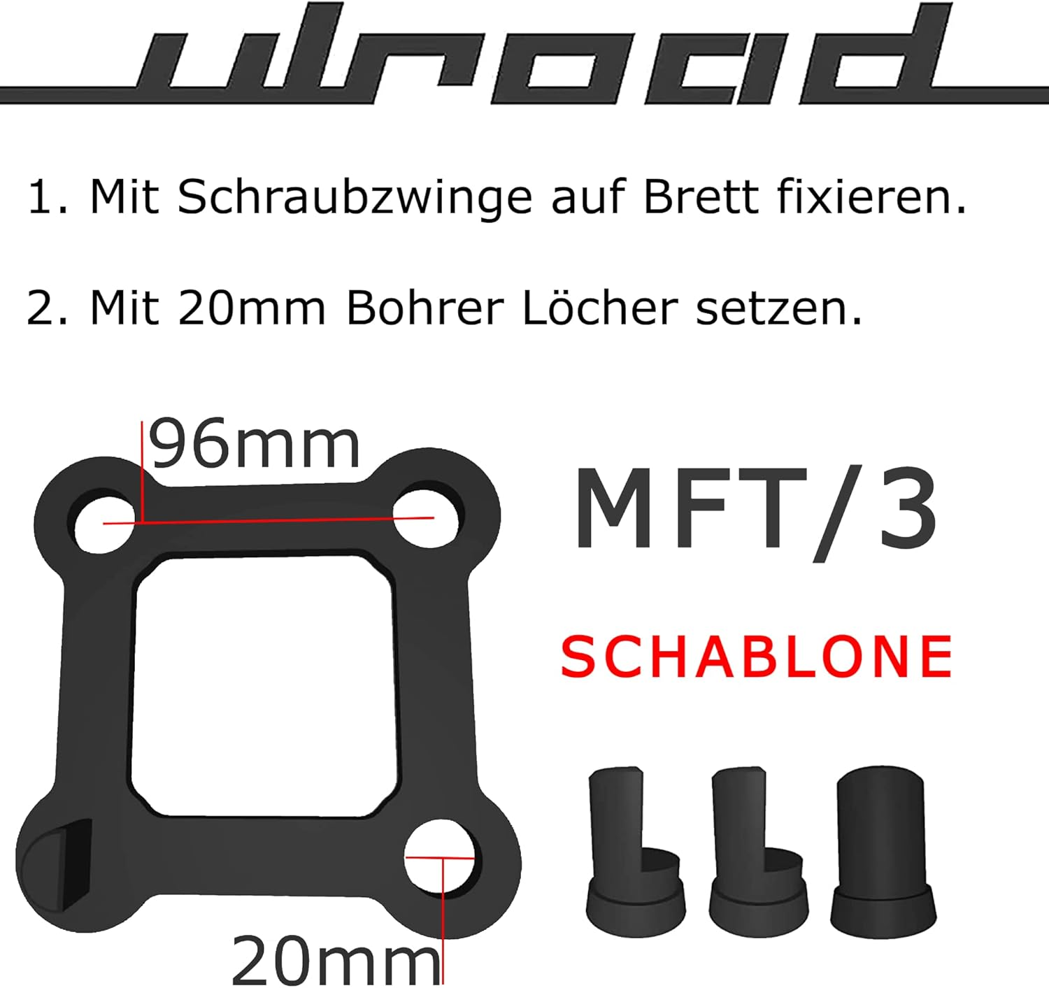 ULROAD for Festool MFT/3 Drilling Template 96 Mm DIY Drilling Jig Multifunctional Table image number 2