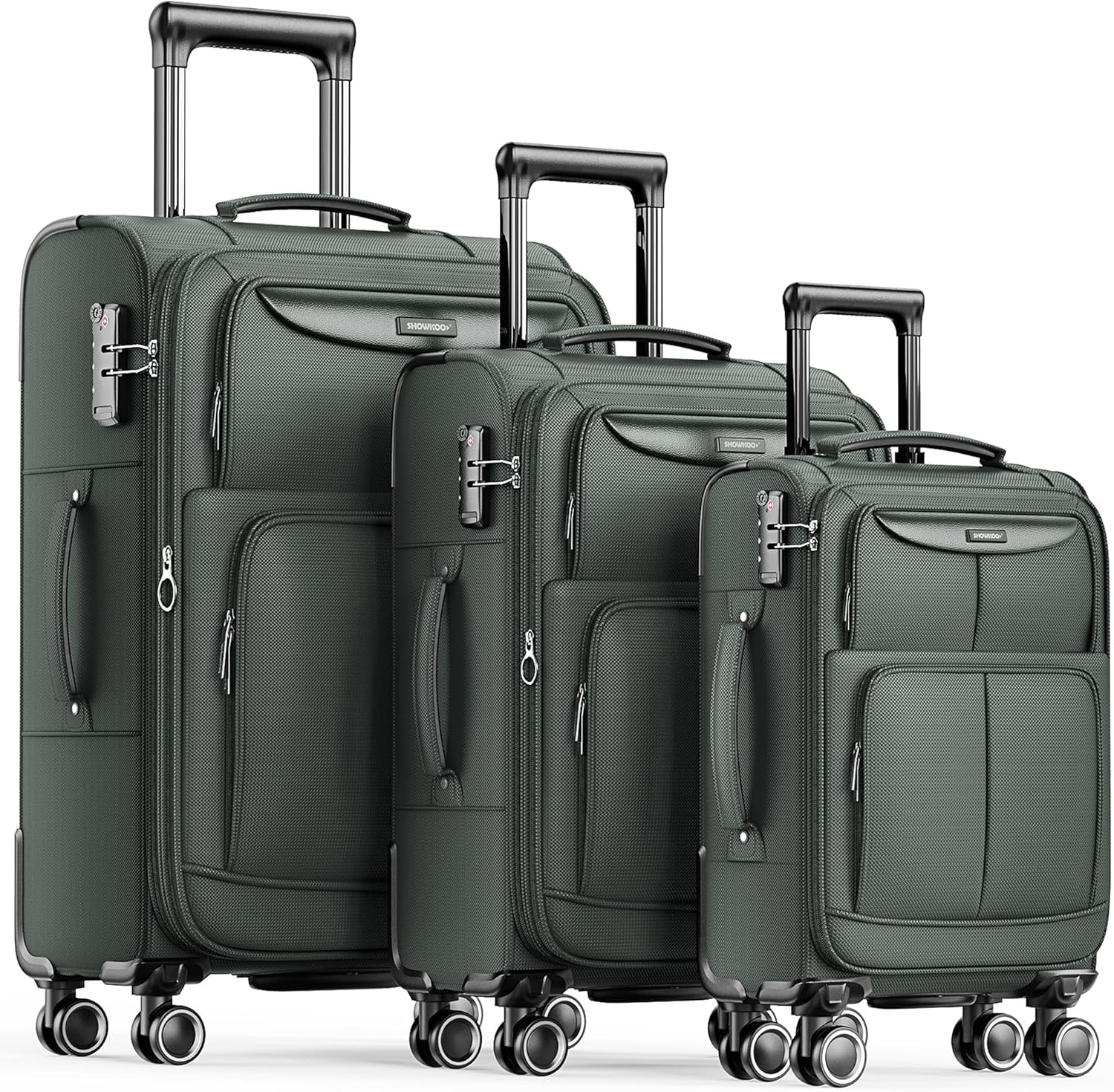SHOWKOO Luggage Sets 3 Piece Softside Expandable Lightweight & Durable Suitcase Sets Double Spinner Wheels TSA Approved Lock (20In/24In/28In)