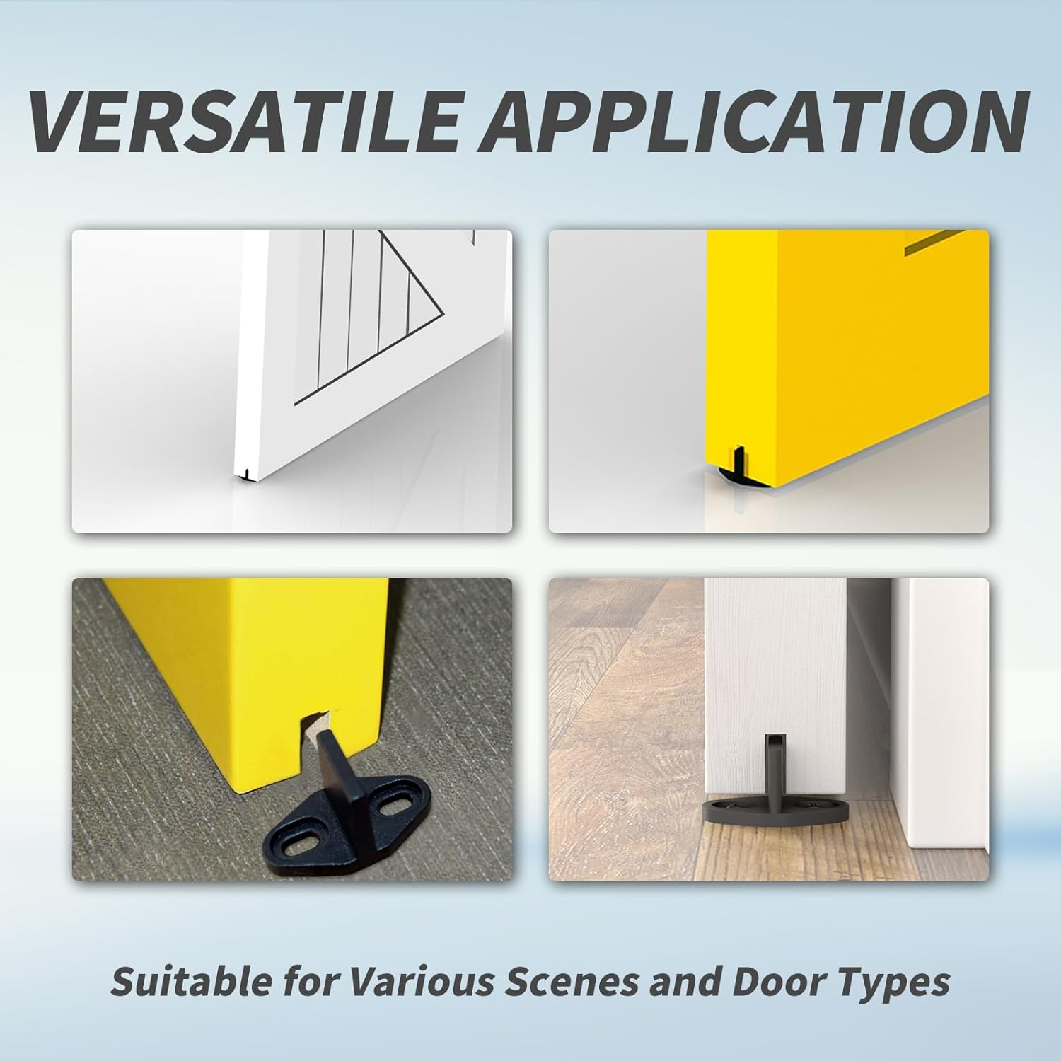 4Pack Black Floor Guide for Sliding Barn Door Hardware T Shape Guides Floor Mounted Easy Installation Bottom Track Guides for Barn Bypass Pocket and Closet Doors image number 2