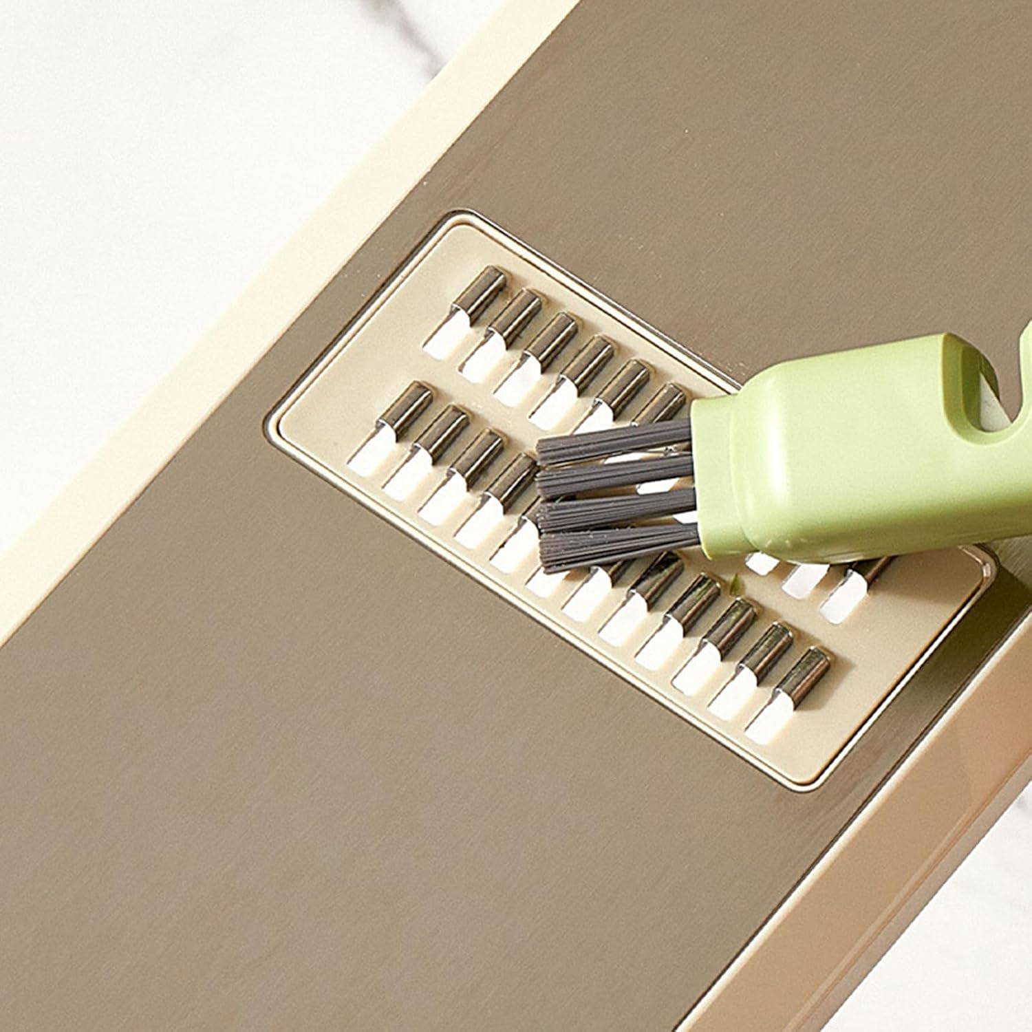 Knife Cleaner 4In1 Knife Brush with Knife Sharpener, Crevice Brush, Bristle Scrub, Meat Mincer Blade Cleaner, Kitchen Cutlery Washing, Space-Saving Storage, Green image number 2