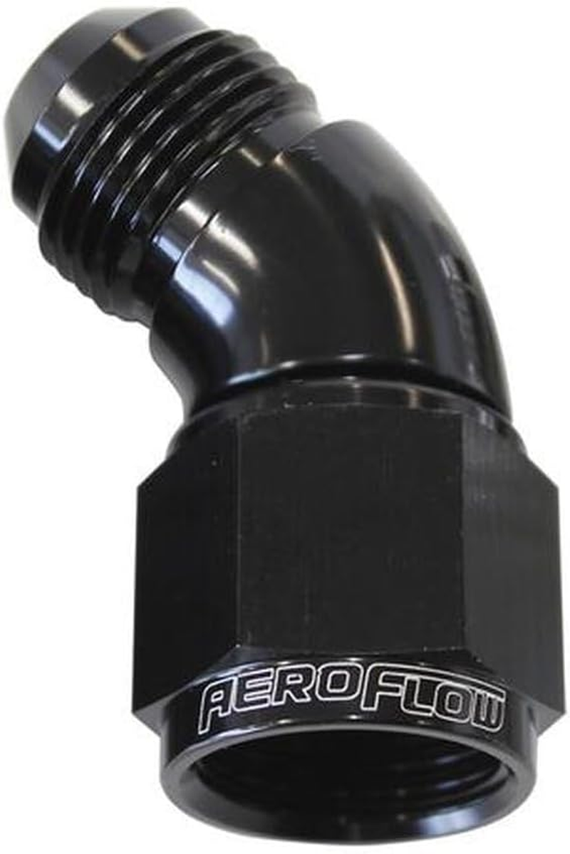 Aeroflow AF542-10BLK 45 Deg Female - Male -10AN Black Full Flow AF542-10BLK