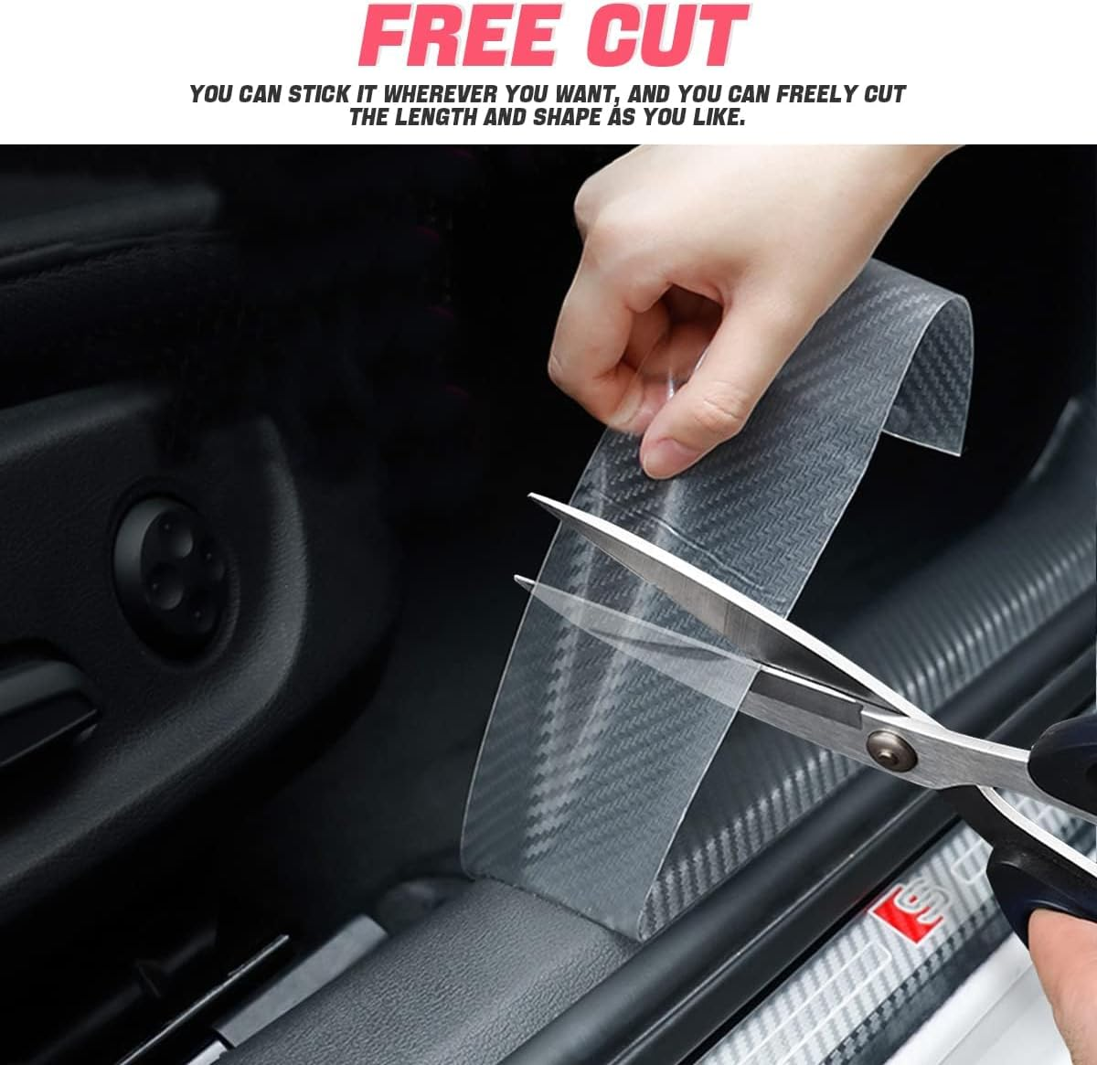 Car Door Edge Guards, Clear Invisible Carbon Fiber Auto Door Sill Protector, Anti-Collision Transparent Adhesive Strip Film, DIY Vehicle Door Trim Tape Accessories for Most Cars (5Cm*10M, White) image number 6