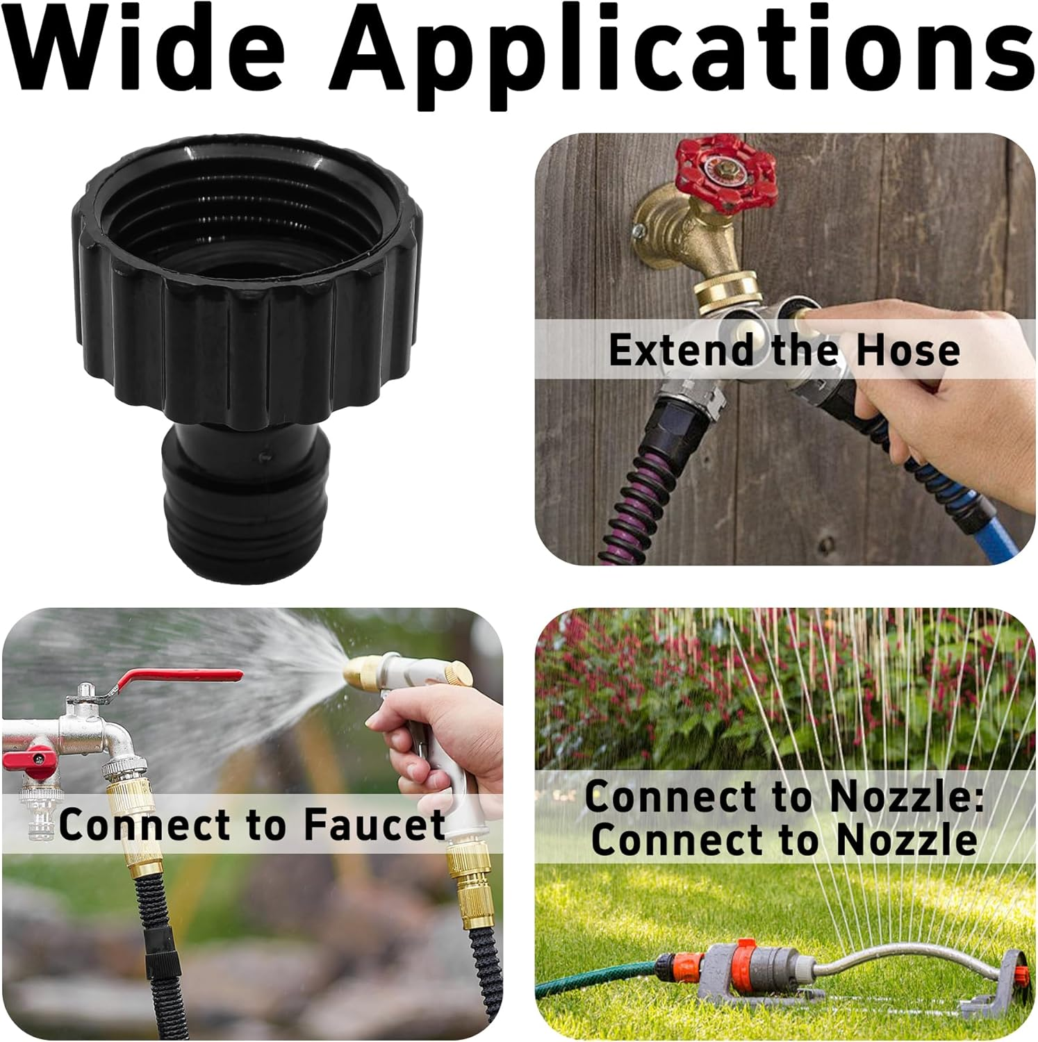 12PCS Garden Hose Quick Connect Fittings 3/4 Inch GHT Female Thread, Black Plastic Water Hose Adapters for Irrigation and Outdoor Watering image number 6