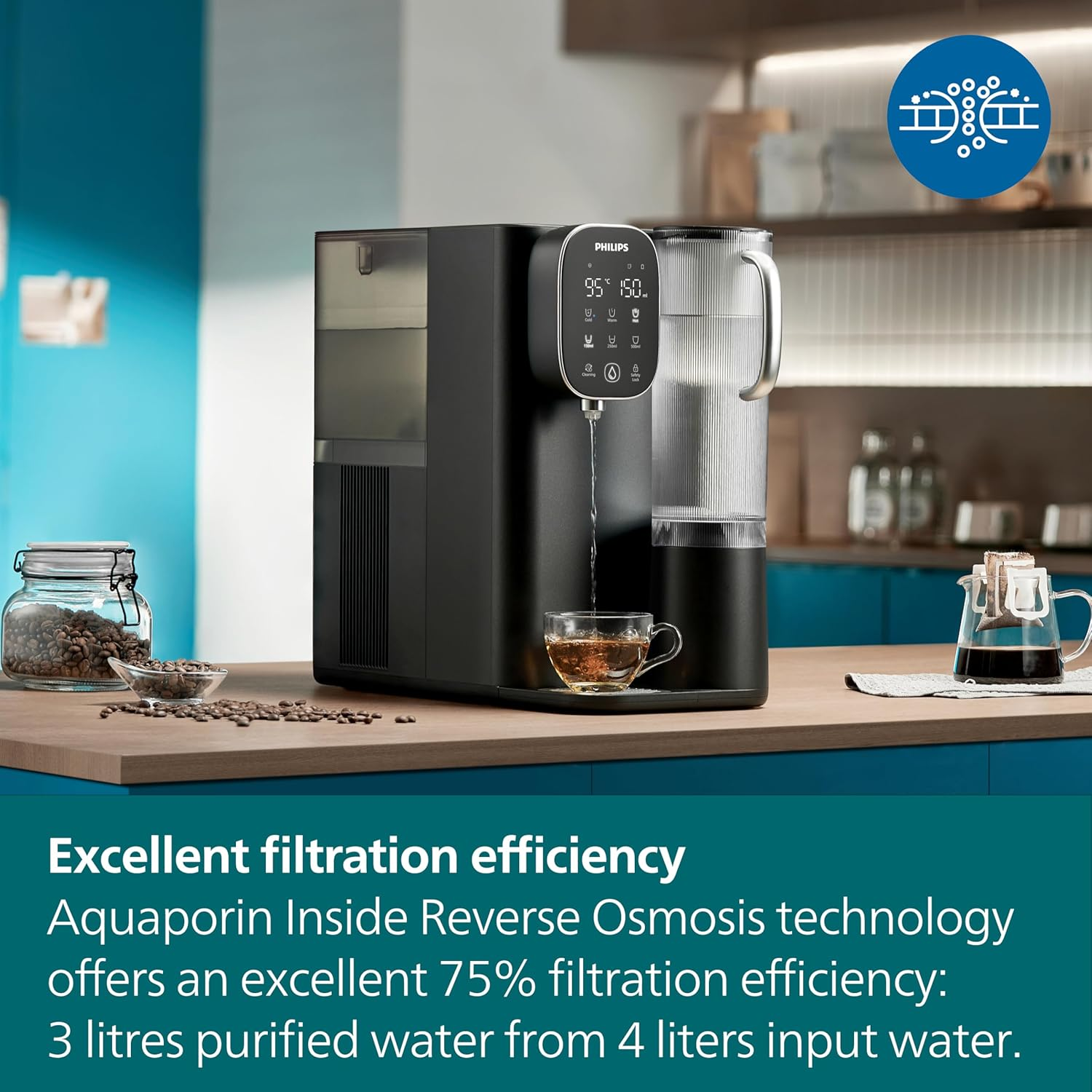 Philips Reverse Osmosis Water Purification Station. Purified 6&deg;C Chilled Water to 95&deg;C Instant Hot Water. Two Purified Water Jugs. Tested by SGS to Removes PFAS, Fluoride and More. ADD6912BK/79. image number 5