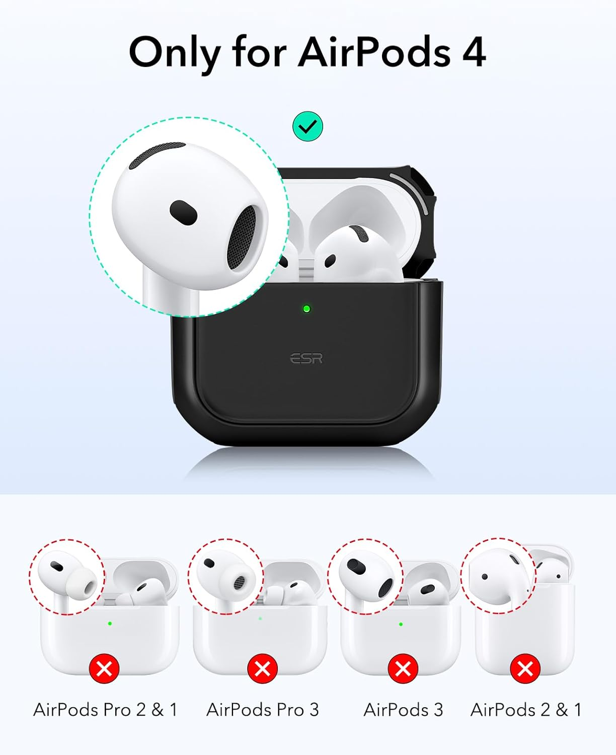 ESR for Airpods 4 Case, Compatible with Airpods 4Th Generation Case (2024) (USB-C), Compatible with Magsafe, Drop Protection Cover with Lanyard, Magnetic Lid Lock, Orbit Hybrid Case, Black image number 3