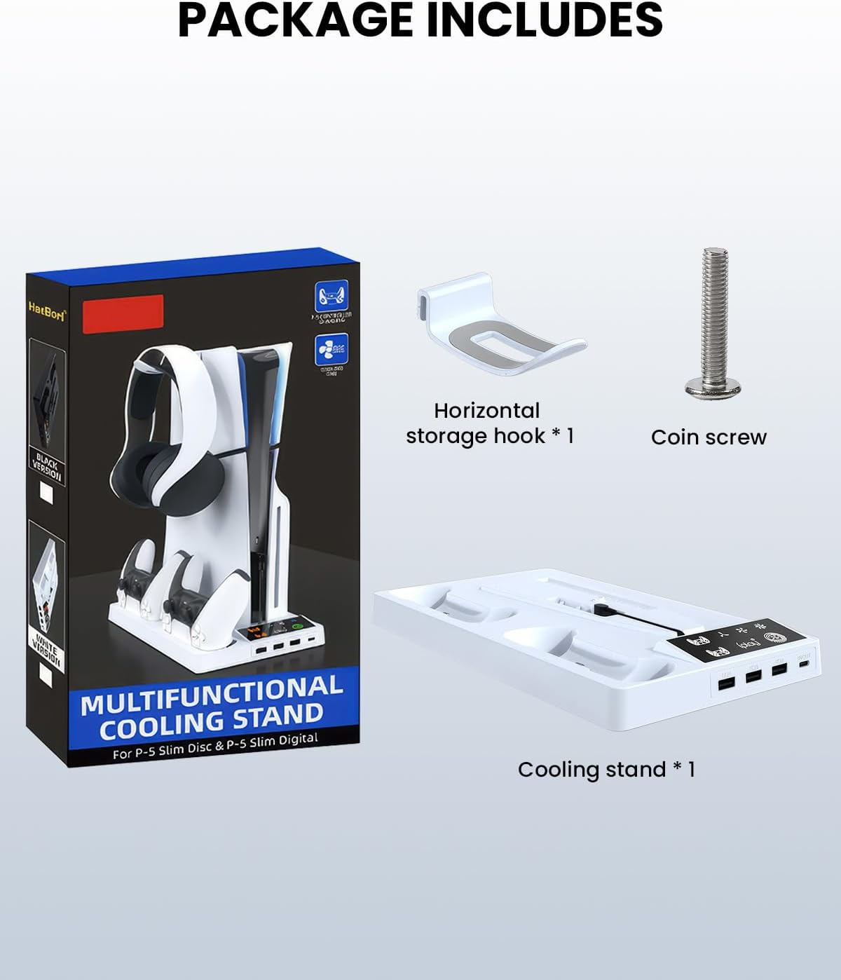 PS5 Slim/Pro Cooling Station Stand with Cooling Fan & Dual Controller Charger &ndash; Vertical Cooling Fan Base for PS5 Slim/Pro Disc & Digital, 3-Speed Adjustable, 3 USB Hub, Fast Charging image number 5