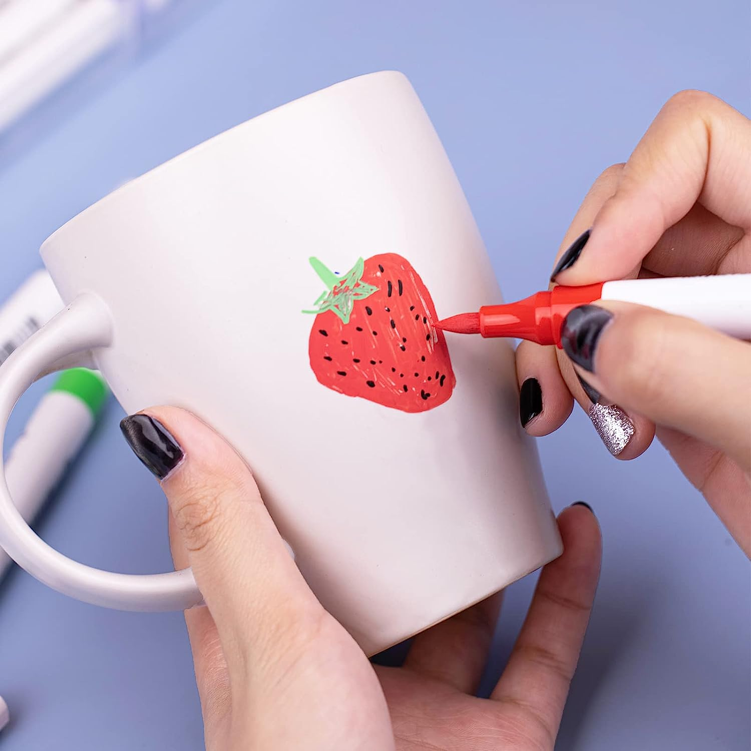 Acrylic Paint Markers Set of 36 Colours, Dual Tip Brush & Fine Paint Pens, Permanent after Dry, Non-Toxic, for Rock, Glass, Ceramic, Wood, Fabric, Plastic & DIY Crafts image number 1