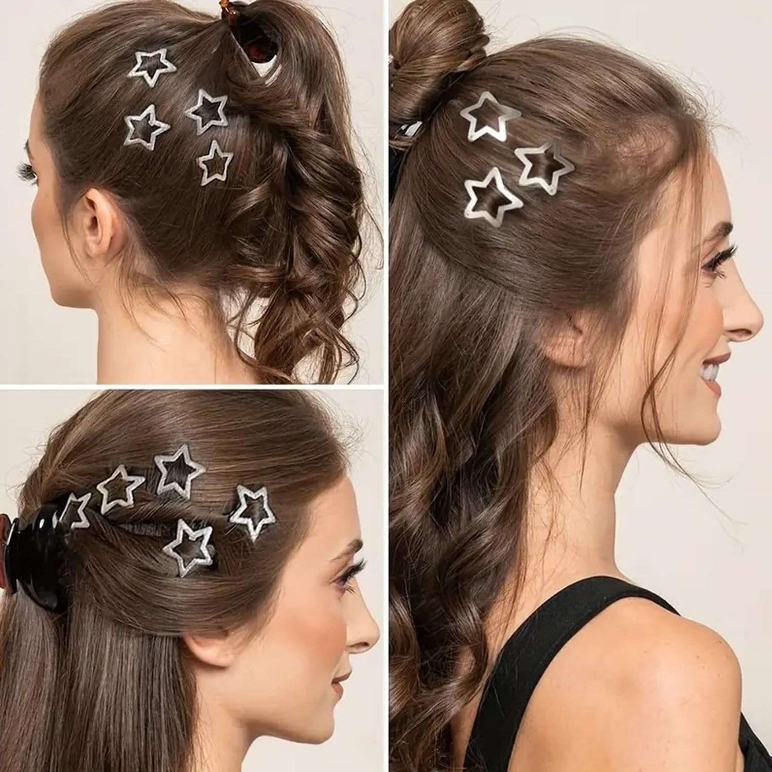 QZKJQDD Pack of 20 Star Hair Clips, Y2K Five-Pointed Star, Silver, Cute Small Hair Clips, Hollowed Star Hair Pin for Children, Girls and Women (3 Mm, 4 Mm) image number 5