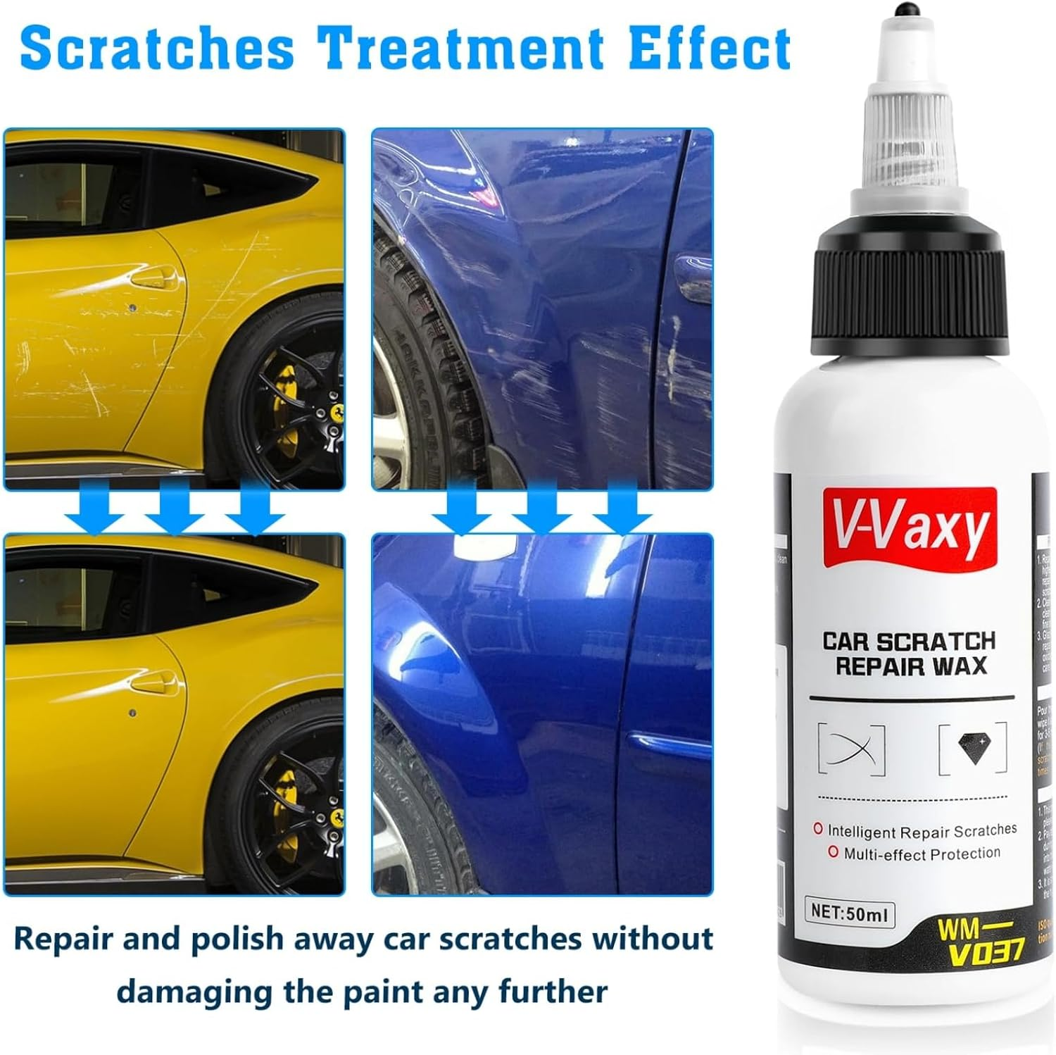 Car Scratch Repair Wax & Buffing Kit (2PCS) &ndash; Intelligent Scratch Remover Paste for All Car Colors, Multi-Effect Protection with Superhydrophobic Coating, Includes 2 Sponges (50Ml Each) image number 6