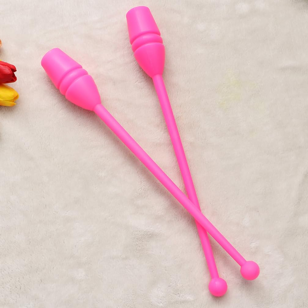 Milisten 1Pair Colored Artistic Gymnastics Stick Adult Boy Girl Dance Sticks for Rhythmic Gymnastics Performing Training and Fitness Activities Pink image number 2