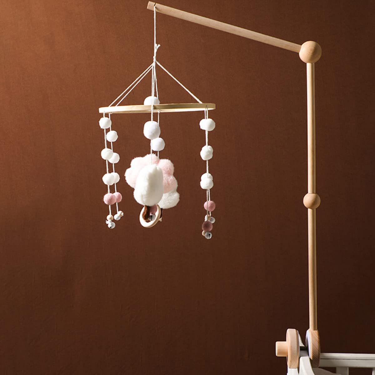 Baby Crib Mobile Arm Wooden Crib Mobile Holder Non-Slip Crib Mobile Bed Bell Holder Arm Nursery Mobile Hanger DIY Baby Crib Mobile Hanger for Crib Nursery Decor Infant Toy Gift,1.0 Set image number 4