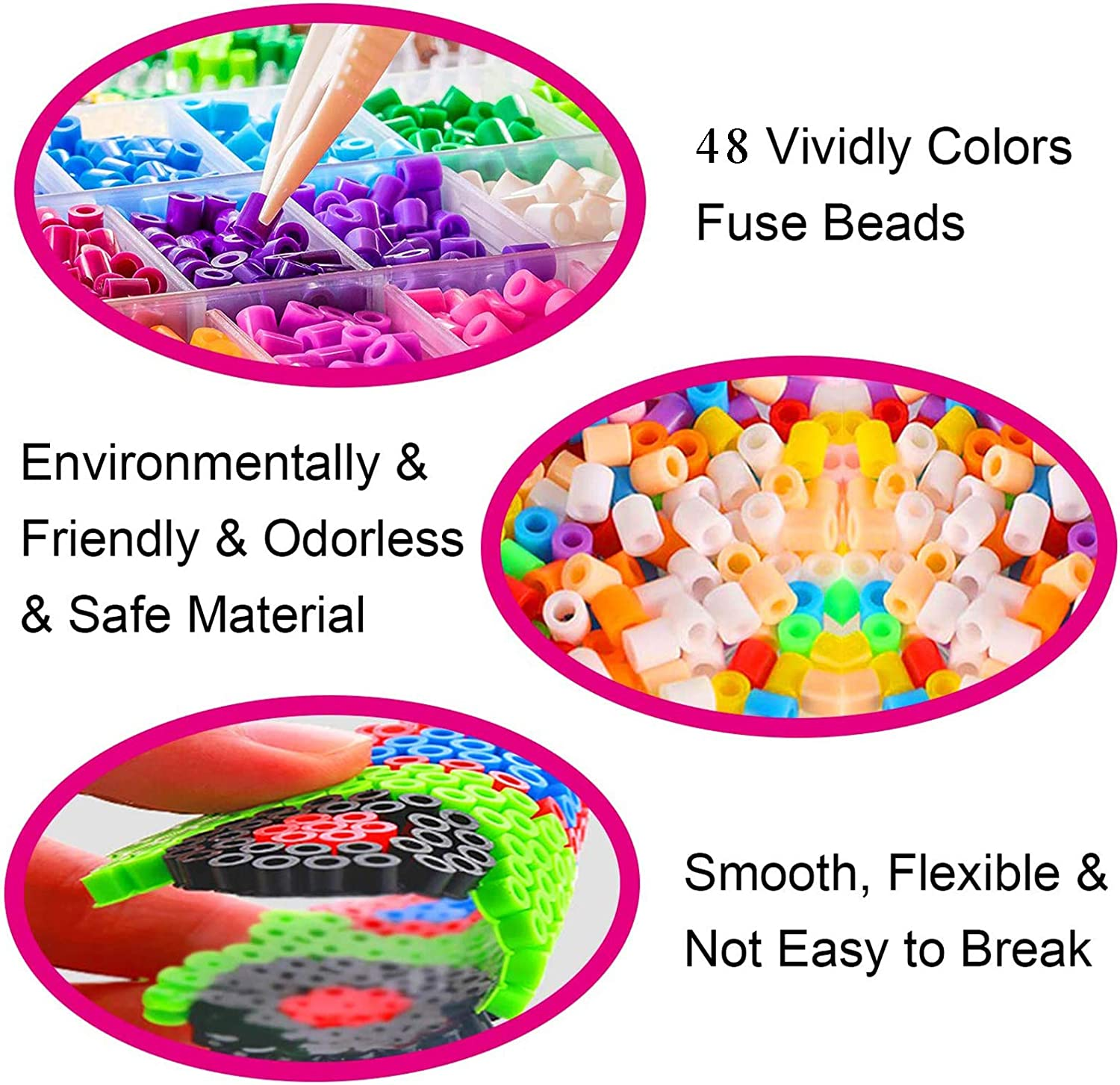 12800Pcs Fuse Beads Kit, CESTLAVIE 48 Colors Perler Bead Kit for Kids Including 5Mm Melty Beads, Fuse Beads Pegboards & Colored Beads Pattern for Crafting DIY Projects