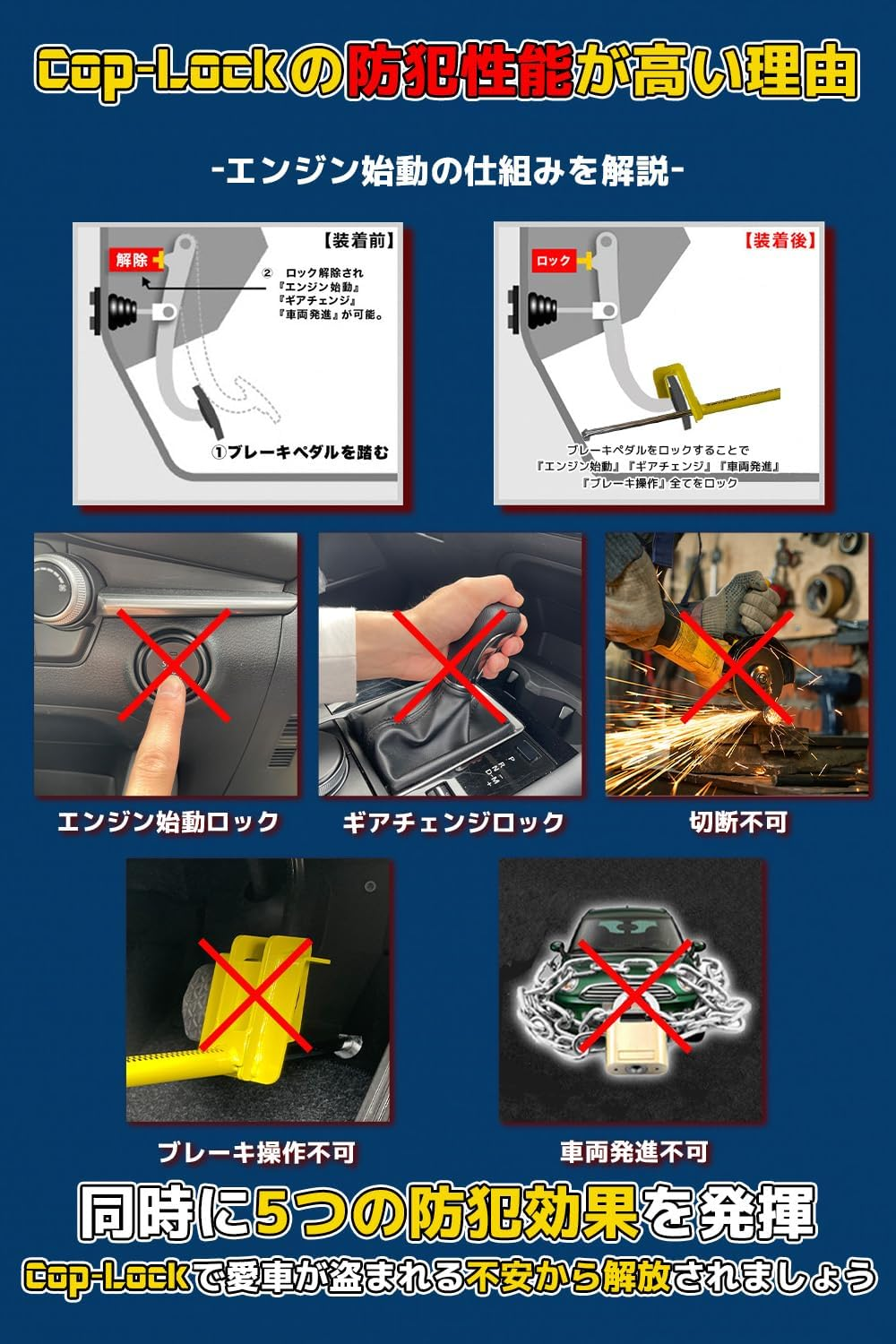 COP-LOCK Anti-Theft Brake Pedal Lock Device Auto Car Heavy Duty Security Coplock image number 6