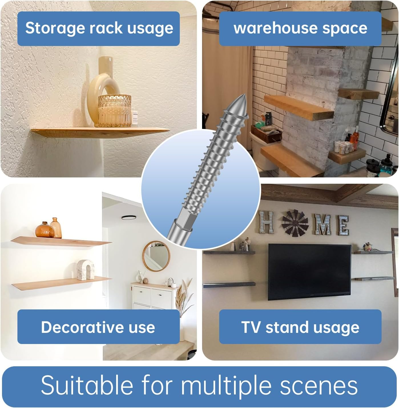 Duoduolaili Floating Shelf Hidden Support Brackets (6Pcs) and Installation Aid Steel Hardware - with Drill Guide, Floating Wood Shelf Hidden Brackets - Premium Thin Shelf Hidden Support