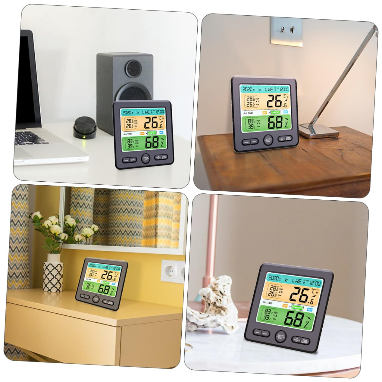 High Precision Wall Mount Thermohygrometer Clock with Large Digital Display Indoor Temperature and Humidity Monitor for Home Decoration No Battery Needed Material Suitable for Desk image number 5