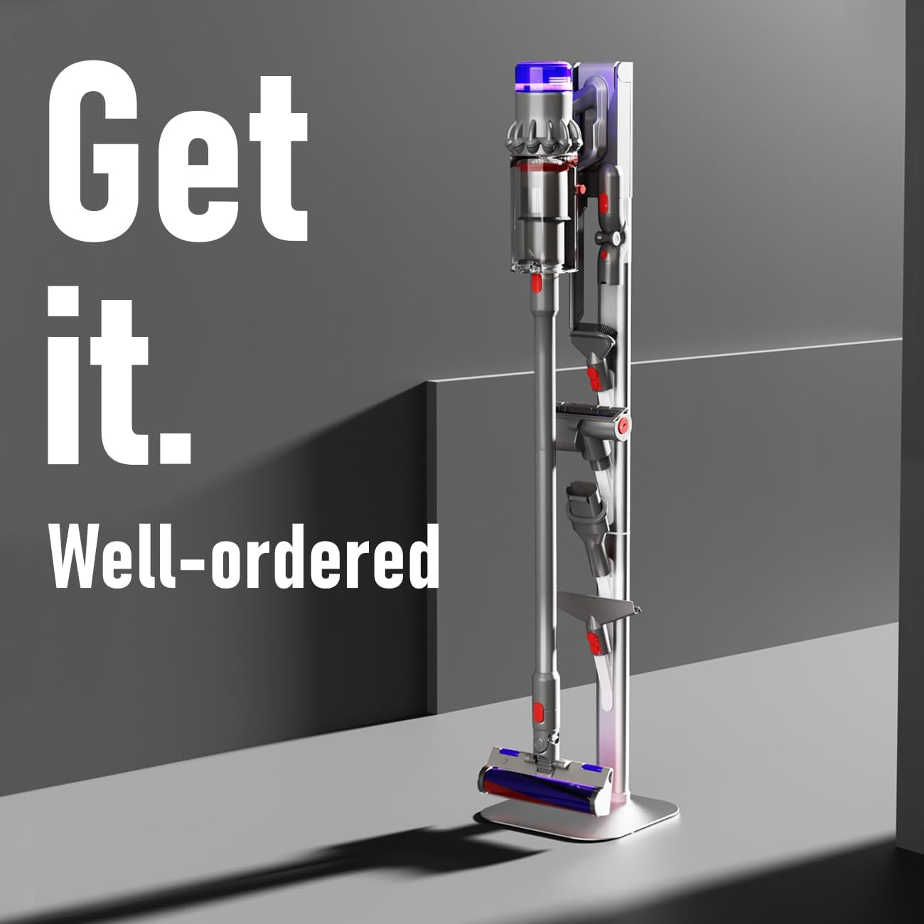 Alpen Vacuum Stand for Dyson G5, Stand-Storage-Holder-Station-Docking, Compatible with Dyson G5 V6 V7 V8 V10 V11 V12 V15 Vacuum Cleaners, with 6-10 Accessories Storage Space image number 2