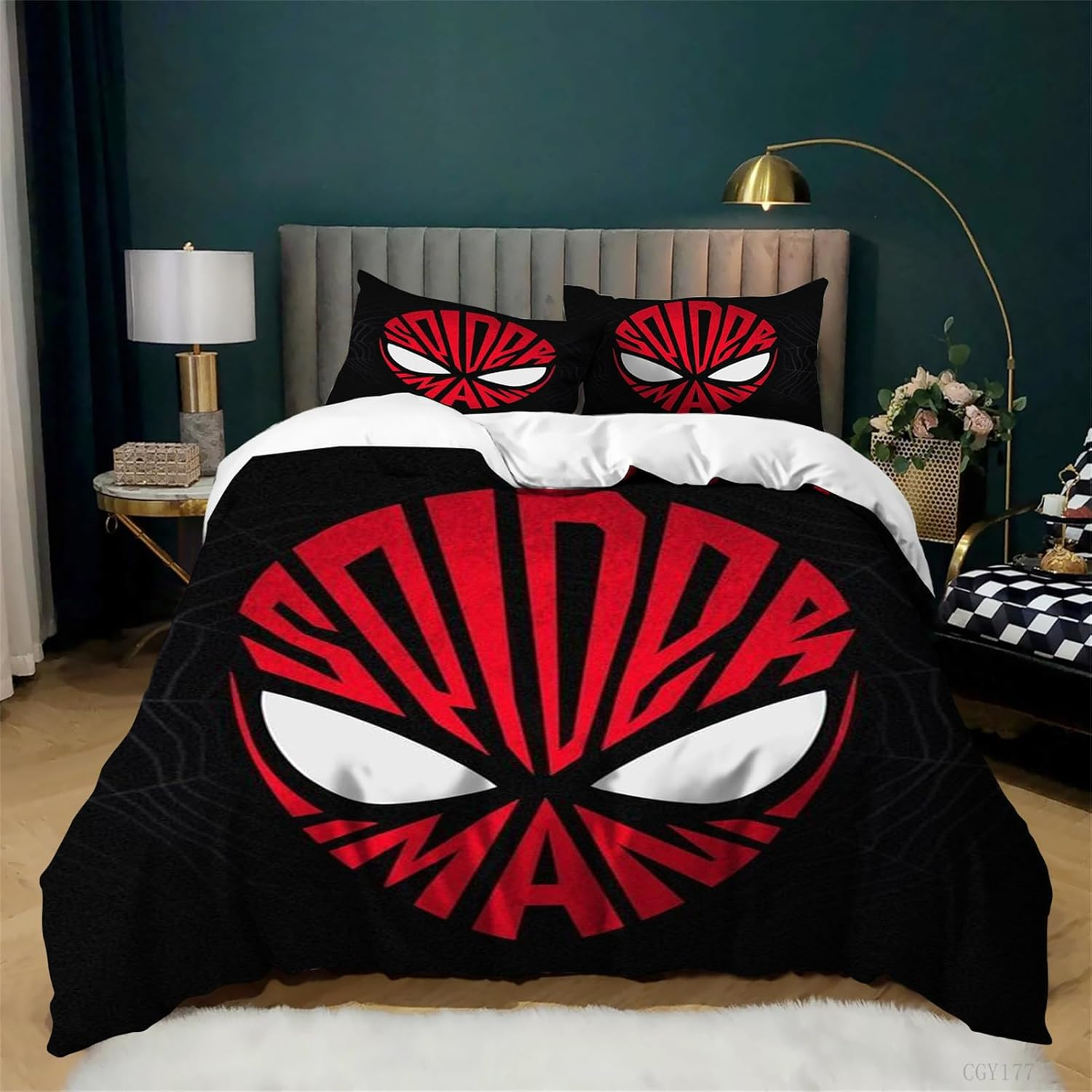 Spider Man Duvet Cover Set 3Pcs Bedding Duvet Cover All Season Soft Breathable Quilt Cover with Zipper Closure