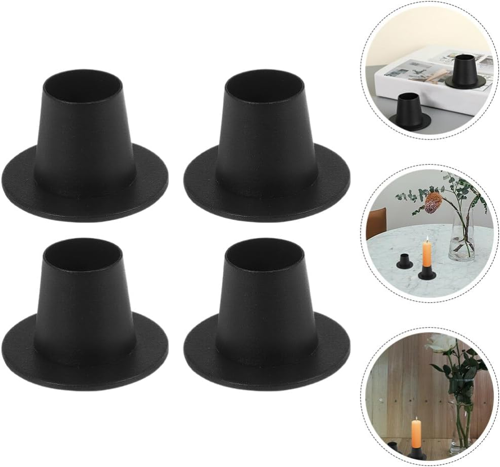 Homoyoyo 4Pcs Vintage Metal Candle Holders Retro Taper Candlestick Holders for Weddings Parties and Home Elegant Finish for Warm Atmosphere image number 1