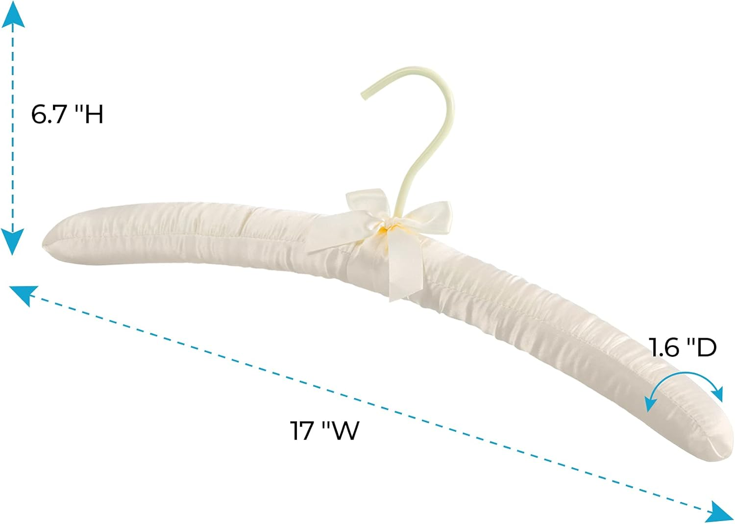 JS HANGER Padded Hanger for Sweaters - 17 Inch Extra Large Heavy Duty Satin Covered Coat Hangers No Shoulder Bump for Women Clothes, Sweaters, Dresses, Clothing, Weddings, Lingerie Pack of 10, Ivory image number 5