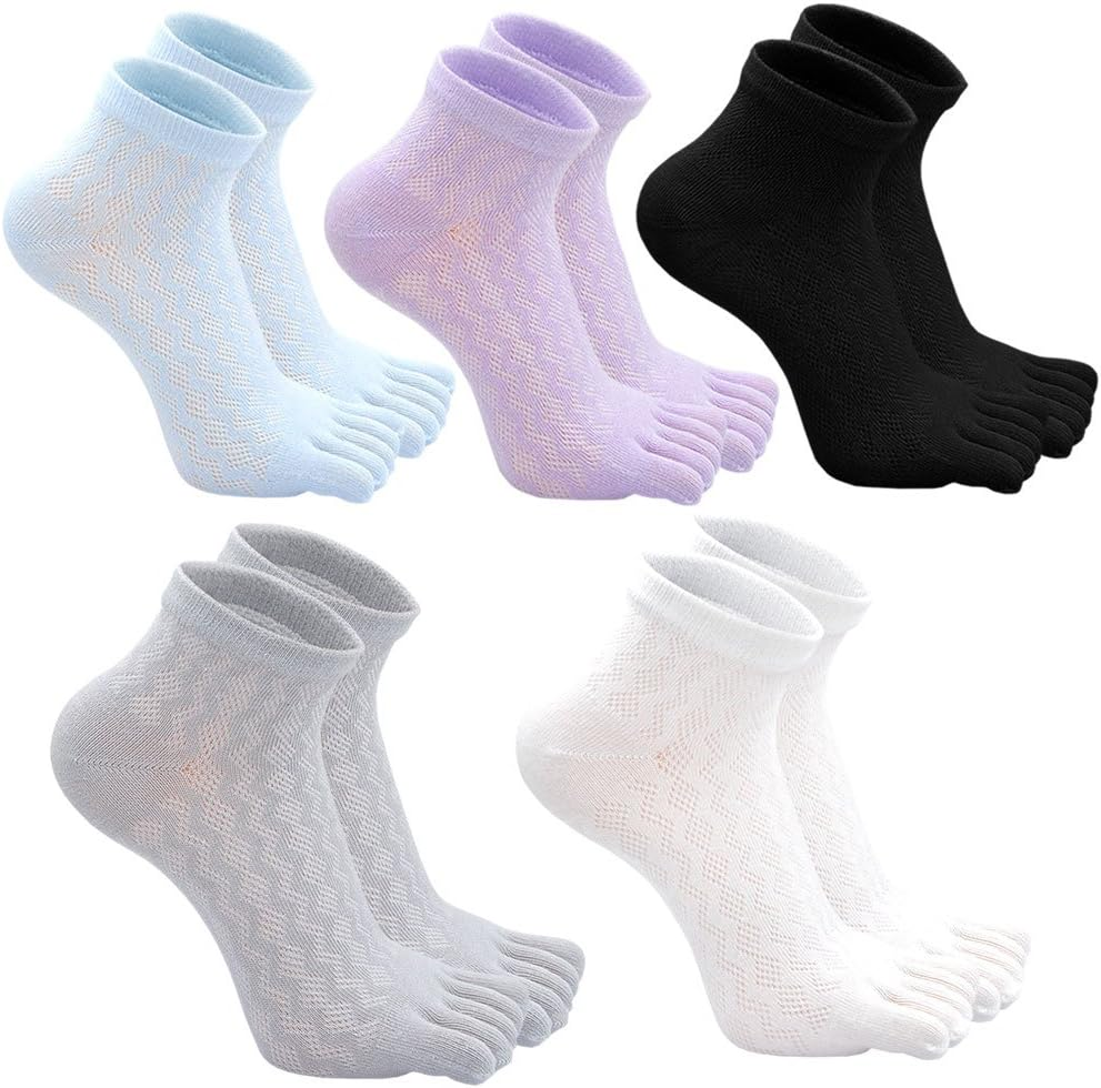 Womens Fun Toe Socks Striped Cats Cotton Five Finger Running Trainer Socks