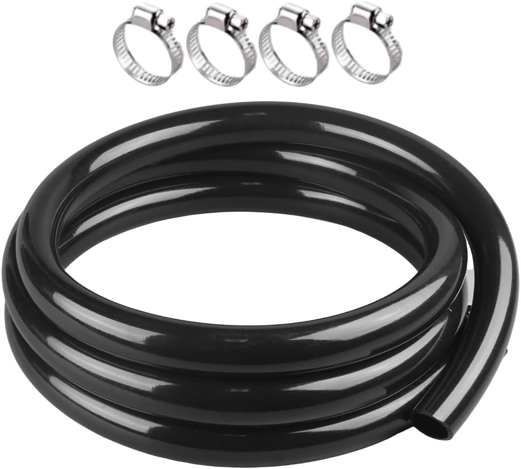 Black Vinyl Tubing 1" ID X 1-1/4" OD - 10 Ft PVC Flexible Plastic Tube Hybrid Hose with 4 Stainless Clamps, Transfer Water Air Oil for Pond Fountain Garden. image number 2