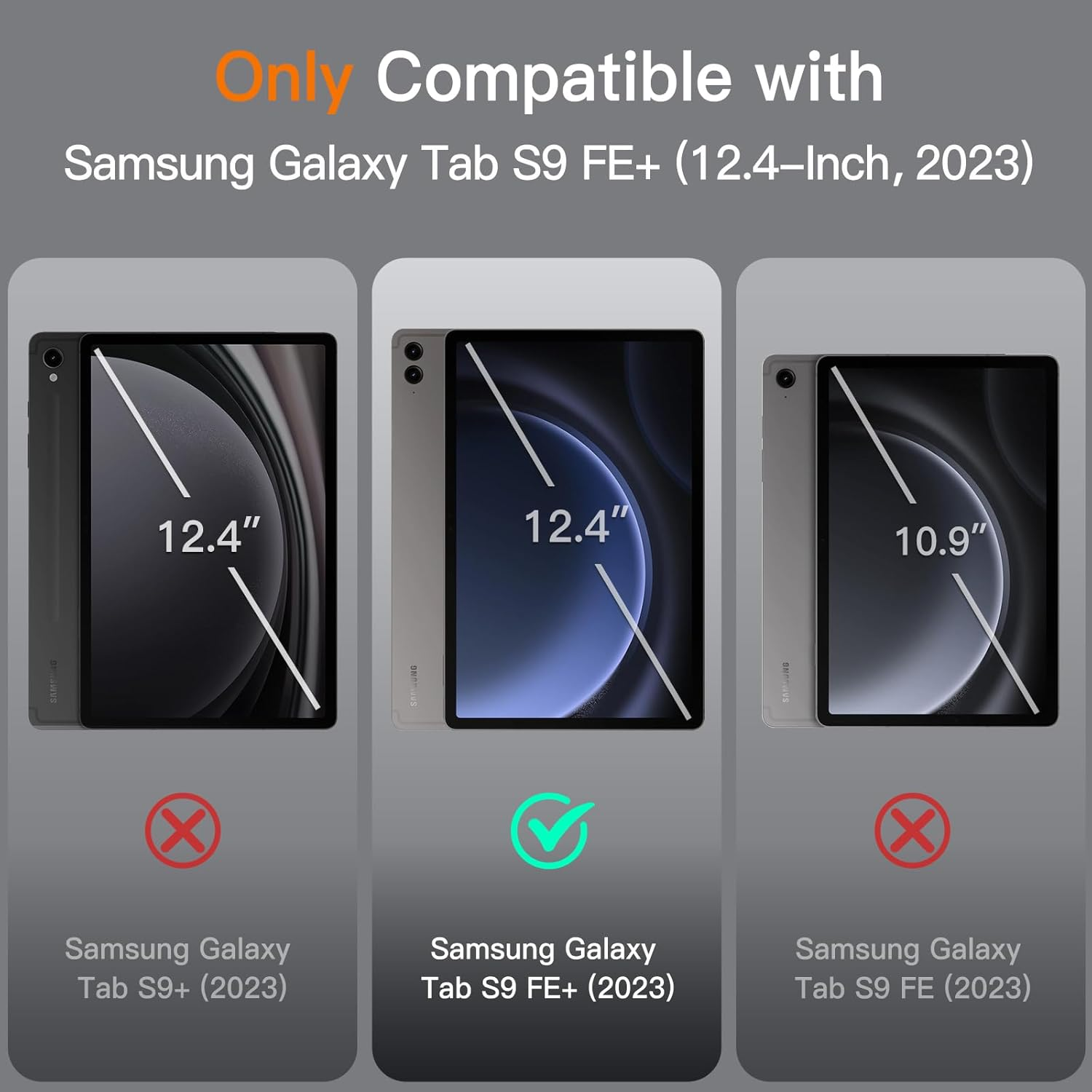 Jetech Case for Samsung Galaxy Tab S9 FE+ / S9 FE plus 12.4-Inch with S Pen Holder, Slim Folio Stand Protective Tablet Cover, Multi-Angle Viewing (Black) - Black image number 3