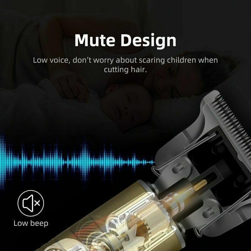 OZSTOCK All Metal USB Rechargeable Quiet Hair Trimmer with Guide Combs, Men Home Hair Grooming Kit image number 3