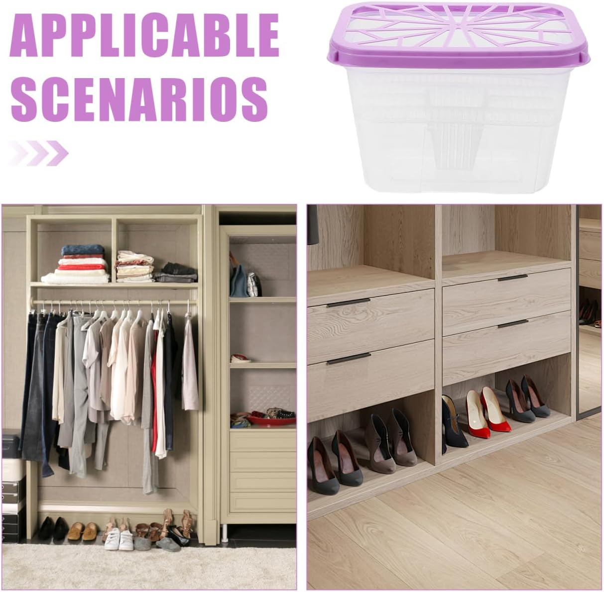 HOODANCOS Reusable Moisture Absorber Box 4-Pack Large Capacity Plastic Holder for Indoor Humidity Control in Wardrobes Shoe Cabinets Bookcases