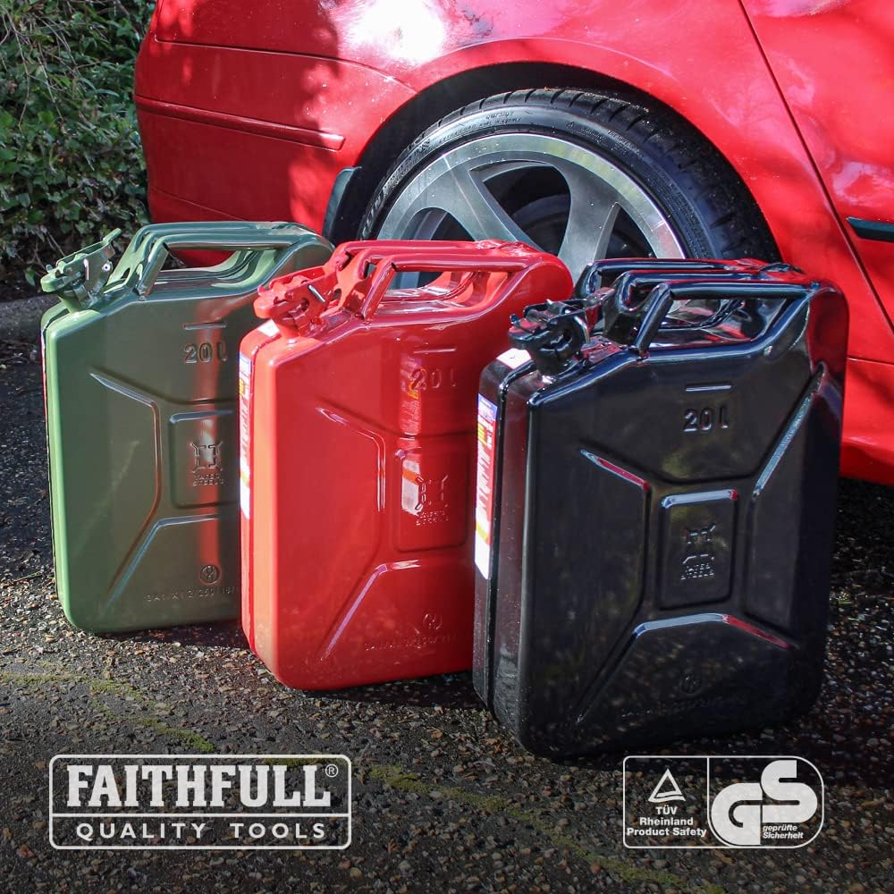 Faithfull FAIAUJERRY20 20 Litre Metal Jerry Can UN App, GS TUV Certified - Green