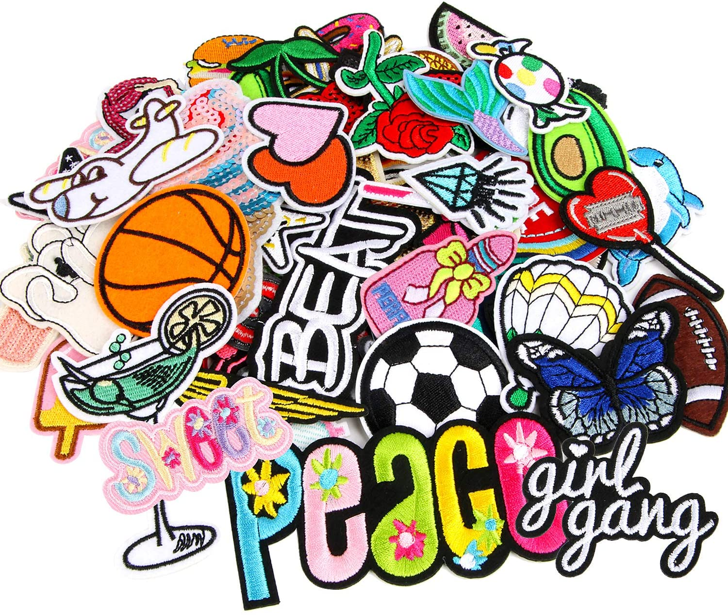 60Pcs Random Assorted Styles Embroidered Iron on Patches, DIY Sew Applique Repair Patch Iron On/Sew on Patches for Backpacks,Pants,Clothes,Jeans,Jackets,Hat image number 6