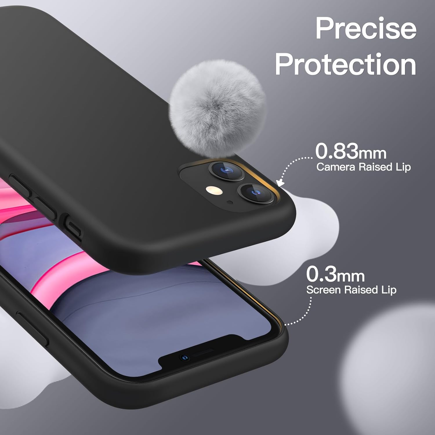 Jetech Silicone Case for Iphone 11 6.1-Inch, Silky-Soft Touch Full-Body Protective Case, Shockproof Cover with Microfiber Lining (Black) - Blue Cobalt image number 4