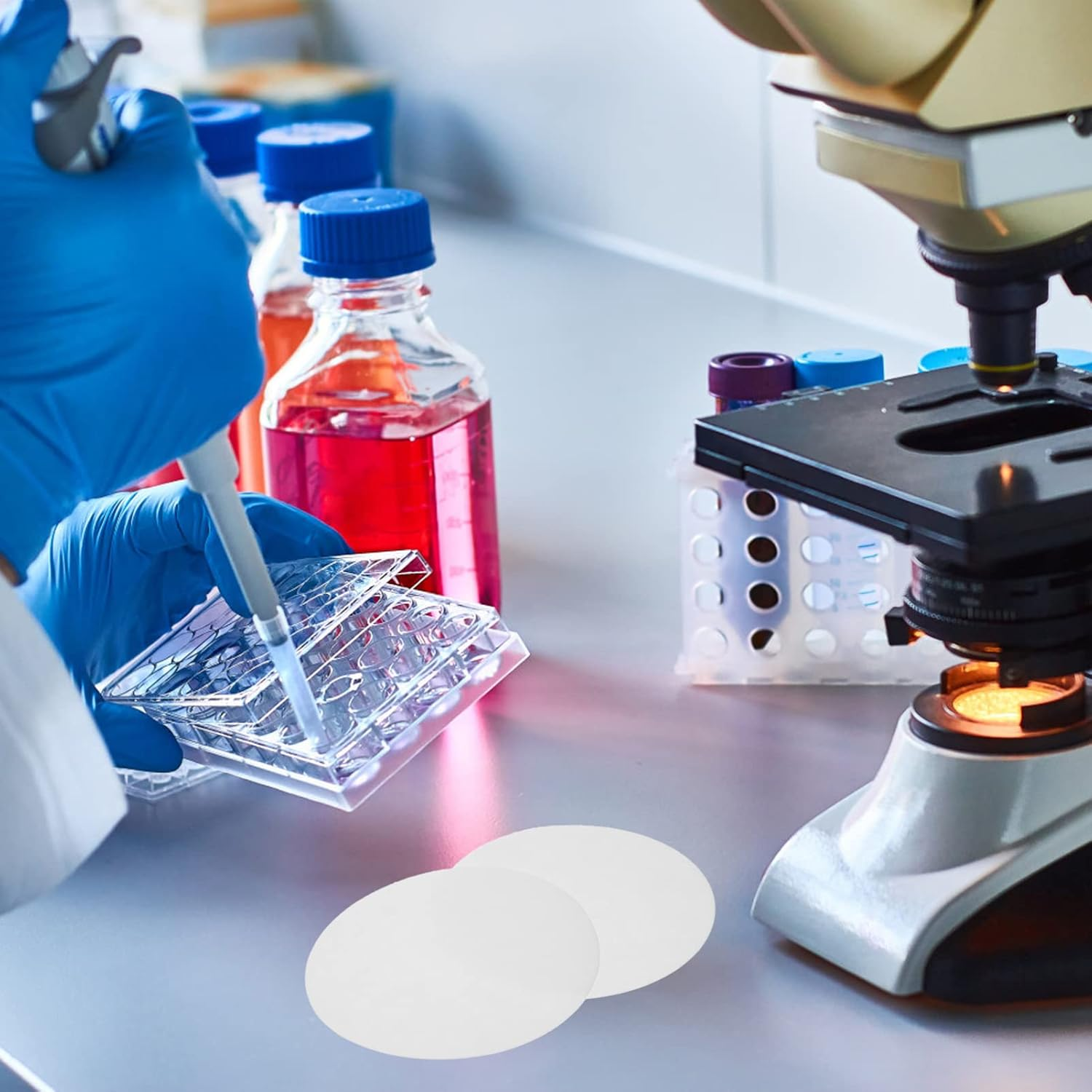 ULTECHNOVO Qualitative Filter Paper 9Cm, 100Pcs Lab Standard Medium Flow Rate Filter Paper Circles for Chemistry, General Filtration image number 6