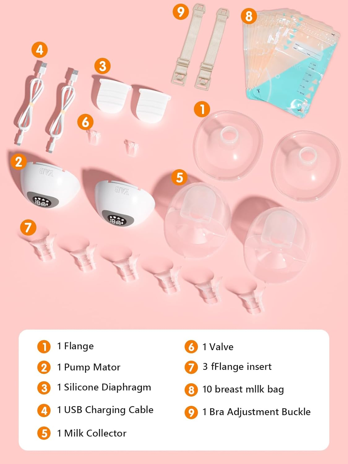 2 Pack Breast Pump Hands-Free, Wearable Breast Pump with App, Portable Electric Breast Pump with 4 Modes & 16 Levels, 17/19/21Mm Insert/Flange image number 6