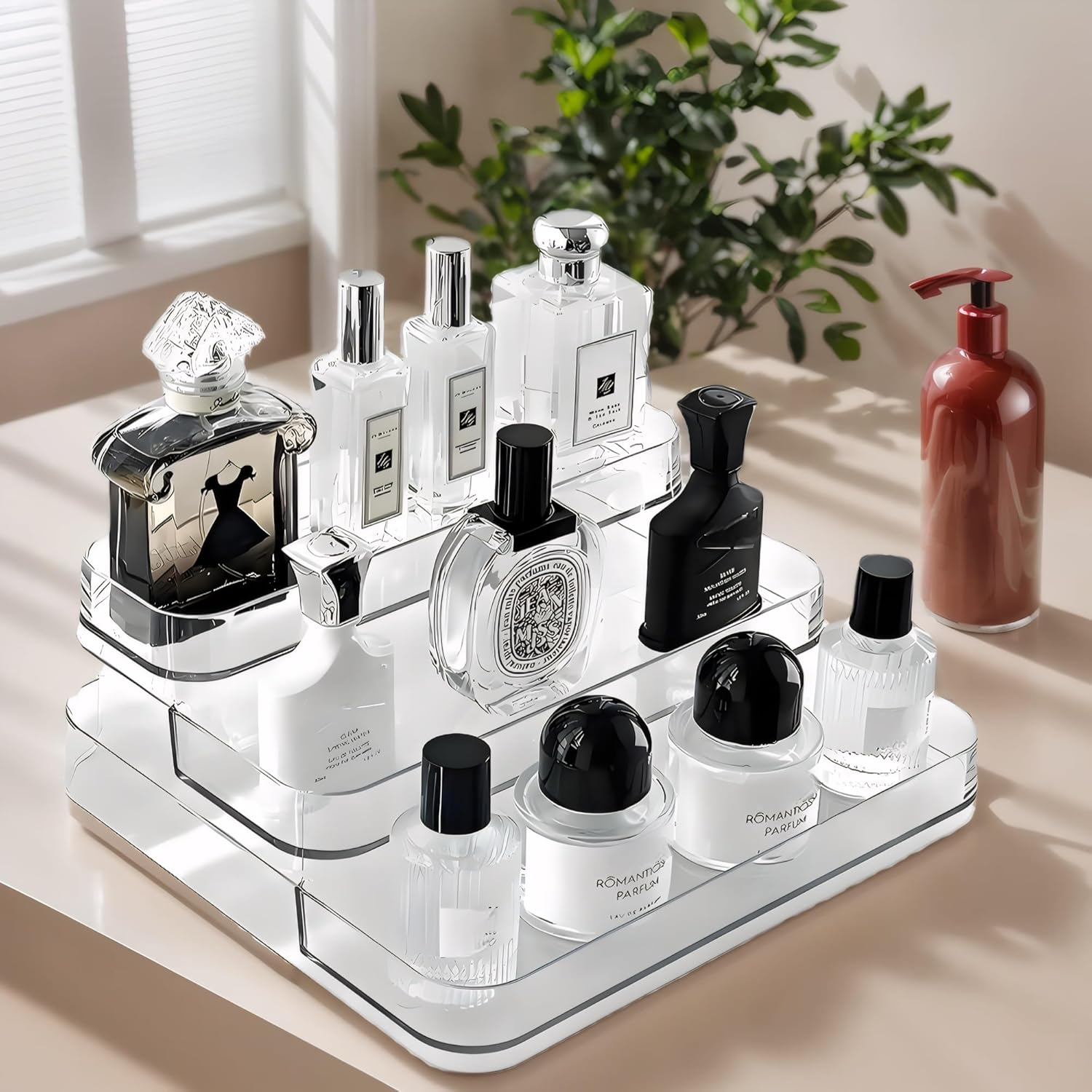 SESLEL Acrylic Perfume Display Stand, Clear Storage Shelf for Fragrance, Cosmetics, and Collectibles, Desktop Organizer image number 5
