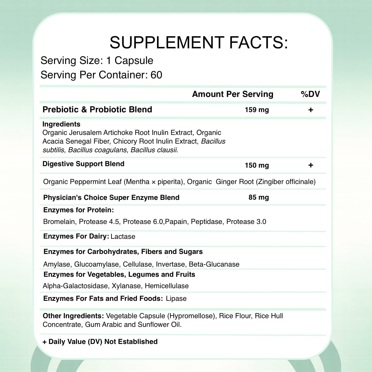 Glowbelly Digestive Enzyme Complex | 16 Plant-Based Enzyme Strains with Prebiotics, Probiotics (1B CFU), Peppermint & Ginger | 60 Vegan Gluten-Free Capsules image number 3