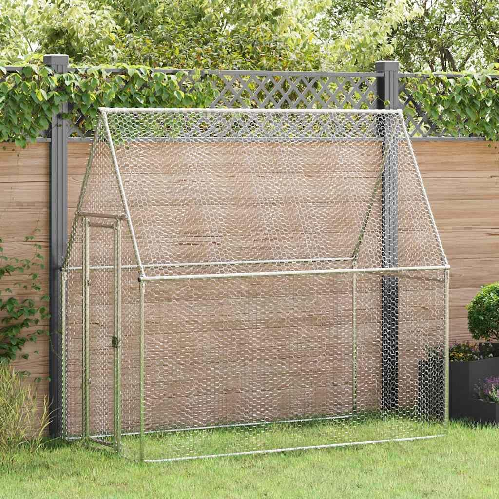 Vidaxl Chicken Cage - Galvanized Steel Hen House/Poultry Coop - 200X100X190 Cm - Outdoor Enclosure for Chickens, Ducks, Small Animals image number 4