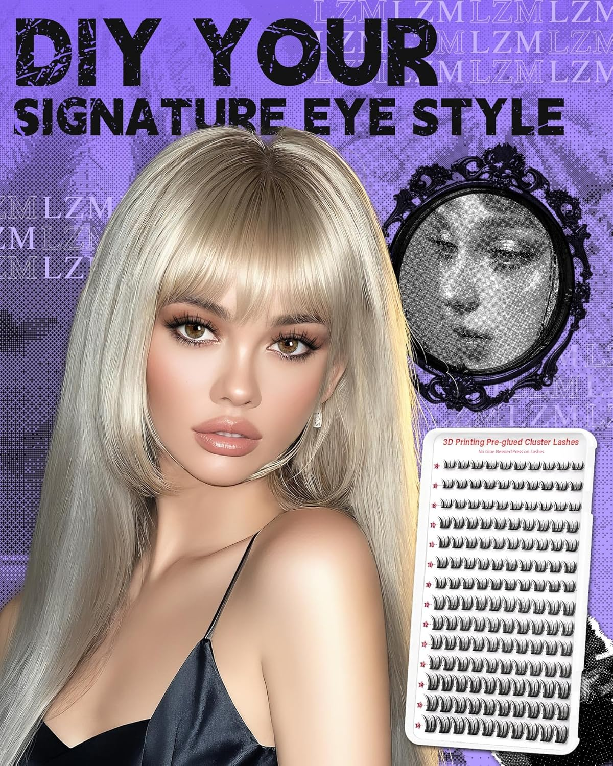 LZM Pre Glued Cluster Lashes Self Adhesive Lashes Clusters Natural with Tweezers No Glue Needed Press-On Eyelashes 8Mm 10Mm 12Mm 14Mm Wispy Eyelash Extensions DIY at Home (KLSH31B) image number 5