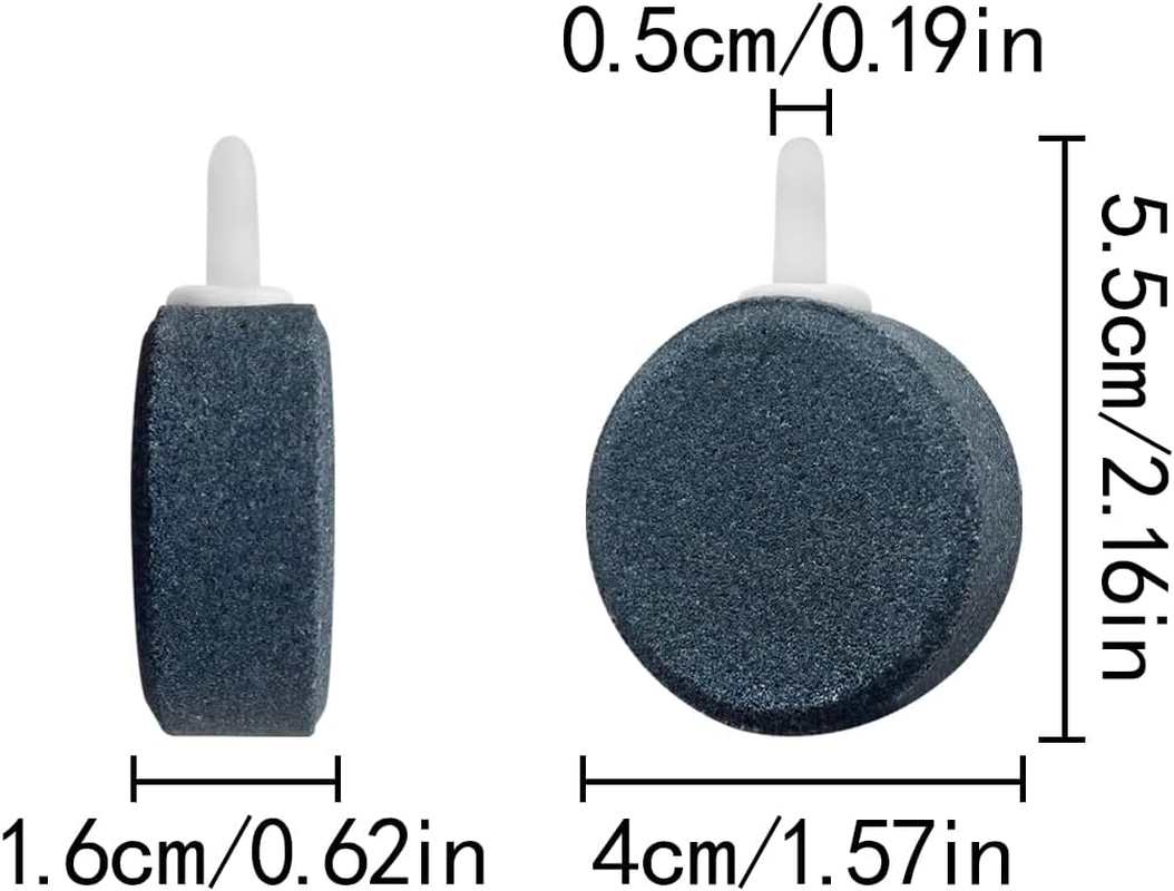 WELANE Oxygen Aerator Stone, 2 PCS Gray round Air Stone Diffuser Fish Tank Accessories for Small Buckets, Fish Tanks, Outdoor Garden (4 X 1.5Cm/1.5 X 0.5In) image number 2