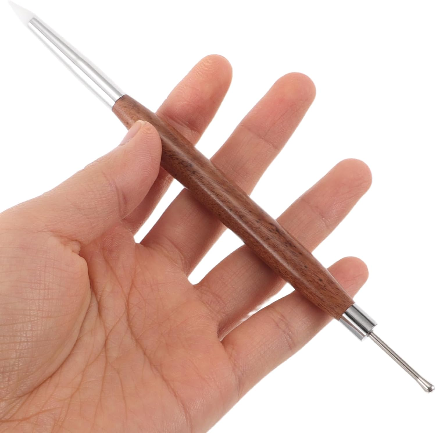 COOLHIYA 2Pcs Nail Art Sculpture Pen Dotting Tools - Dual-Ended Ball End Dotting Pen - Silicone Nail Polish Brushes for Carving Drawing Embossing image number 2