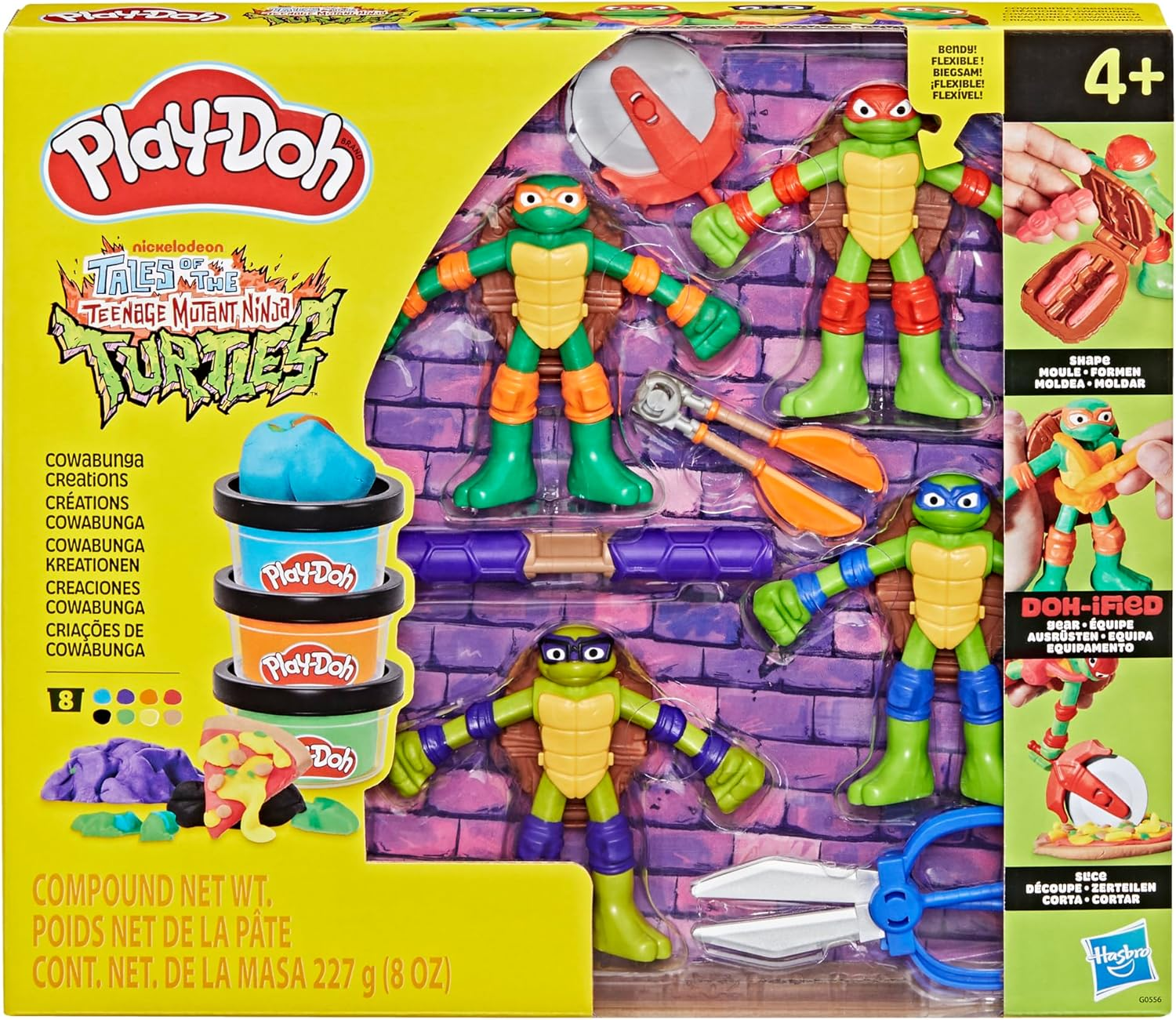 Play-Doh Teenage Mutant Ninja Turtles Cowabunga Creations Bendy 4 Inch Action Figures Set, Kids Arts & Crafts, TMNT Toys for Boys & Girls 4+ image number 3