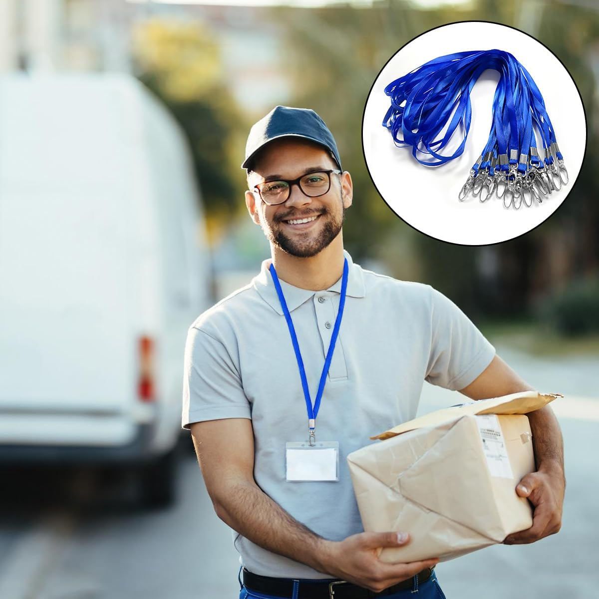 Badge Lanyards, 20PCS Durably Neck Lanyards for Ifor ID Badges, Ship Cards, Key (Blue) image number 6