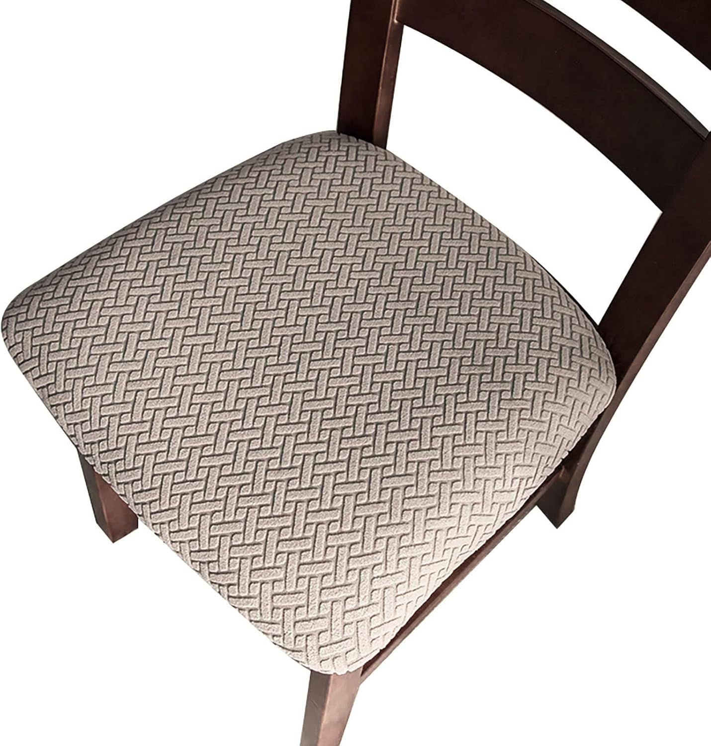 Dining Chair Covers Set of 4, JOMWEN Stretch Jacquard Washable Seat Slipcovers, Chair Cushion Protector, Kitchen Dining Home (Beige, 4 PCS)